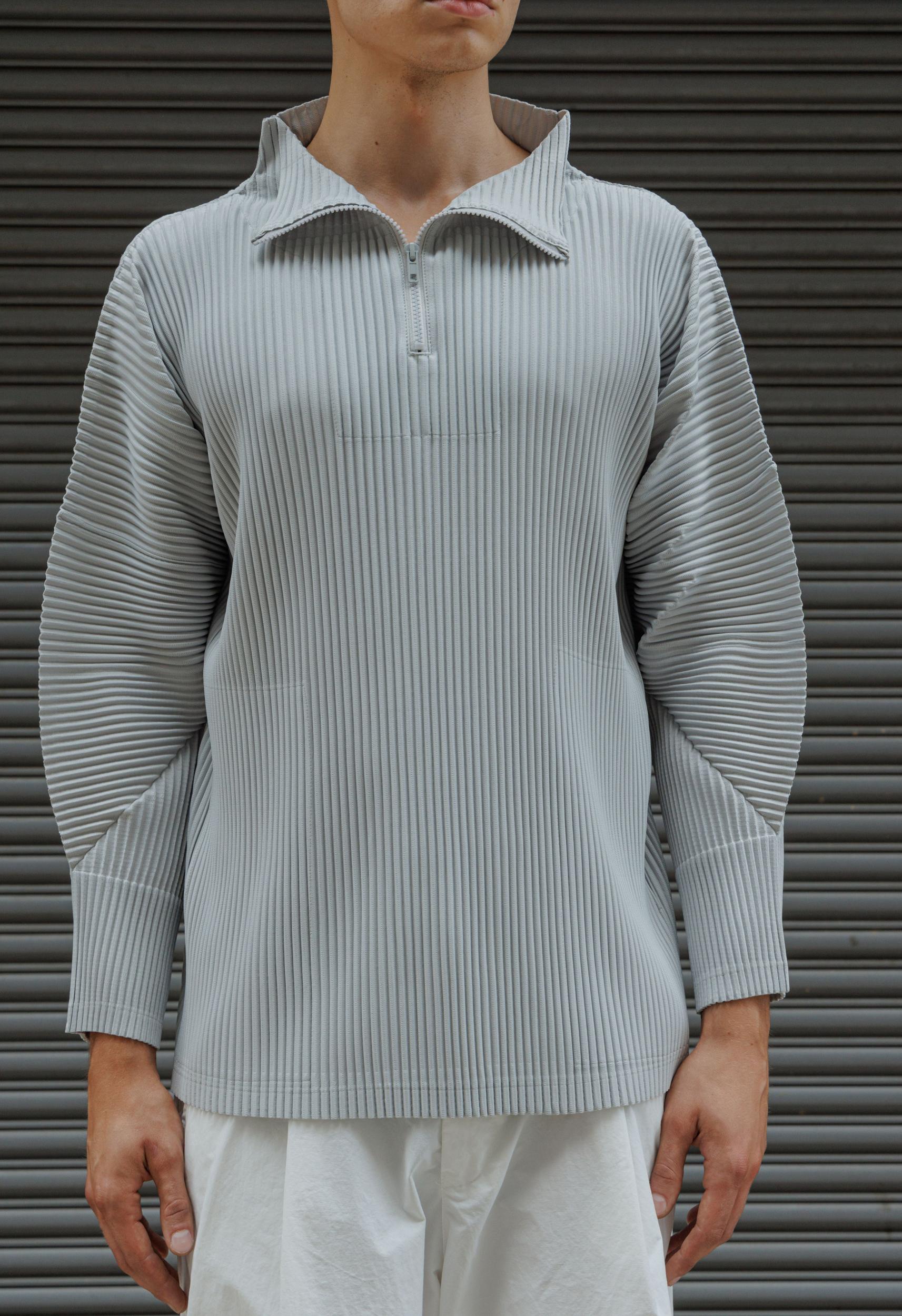 Pleated Zip Up Top in Powder Product Image