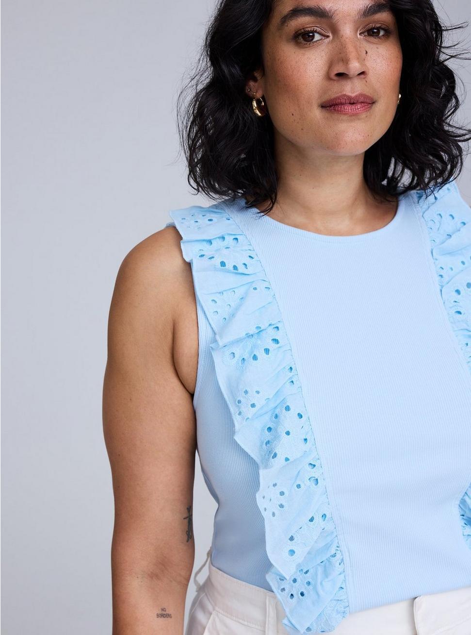 Belle Isle Eyelet Ruffle Tank Product Image
