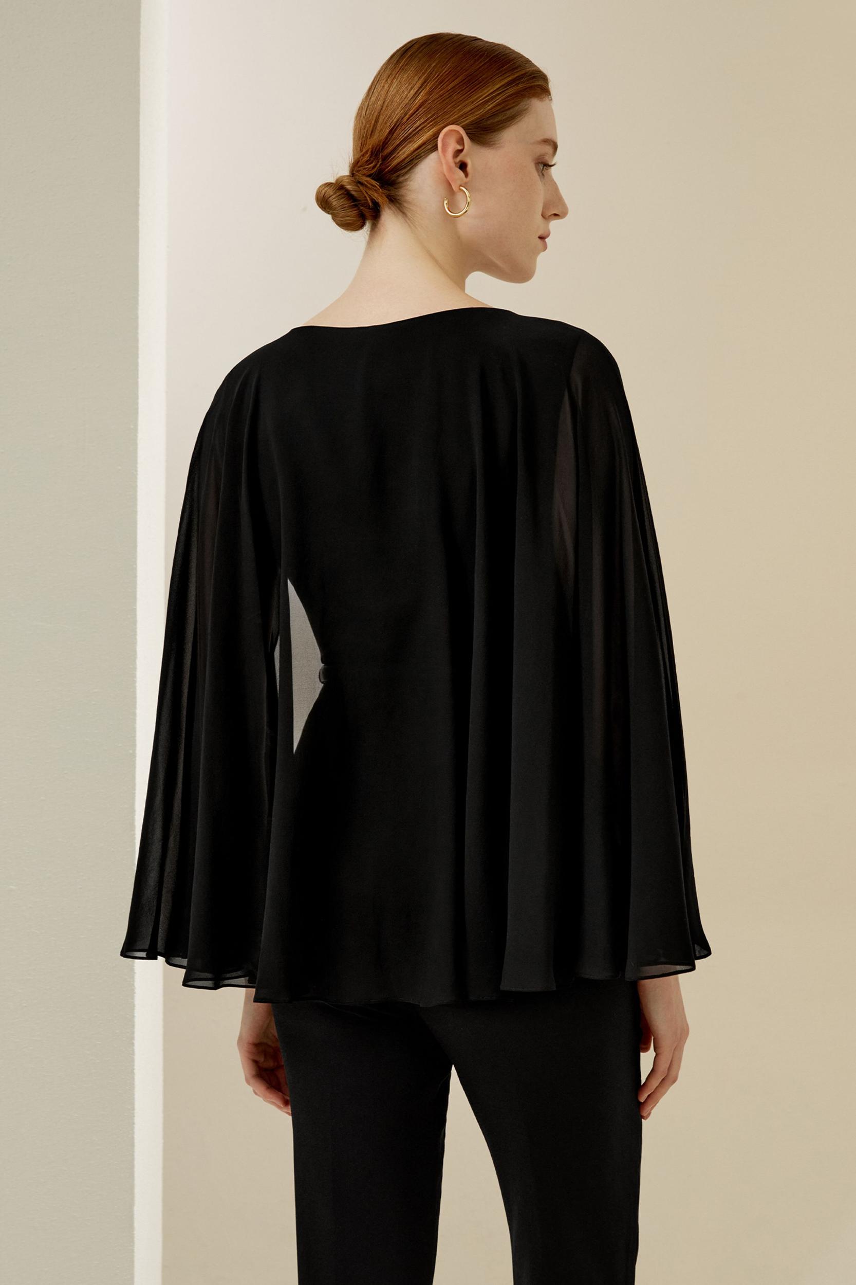 Crewneck Cape-Style Blouse Product Image