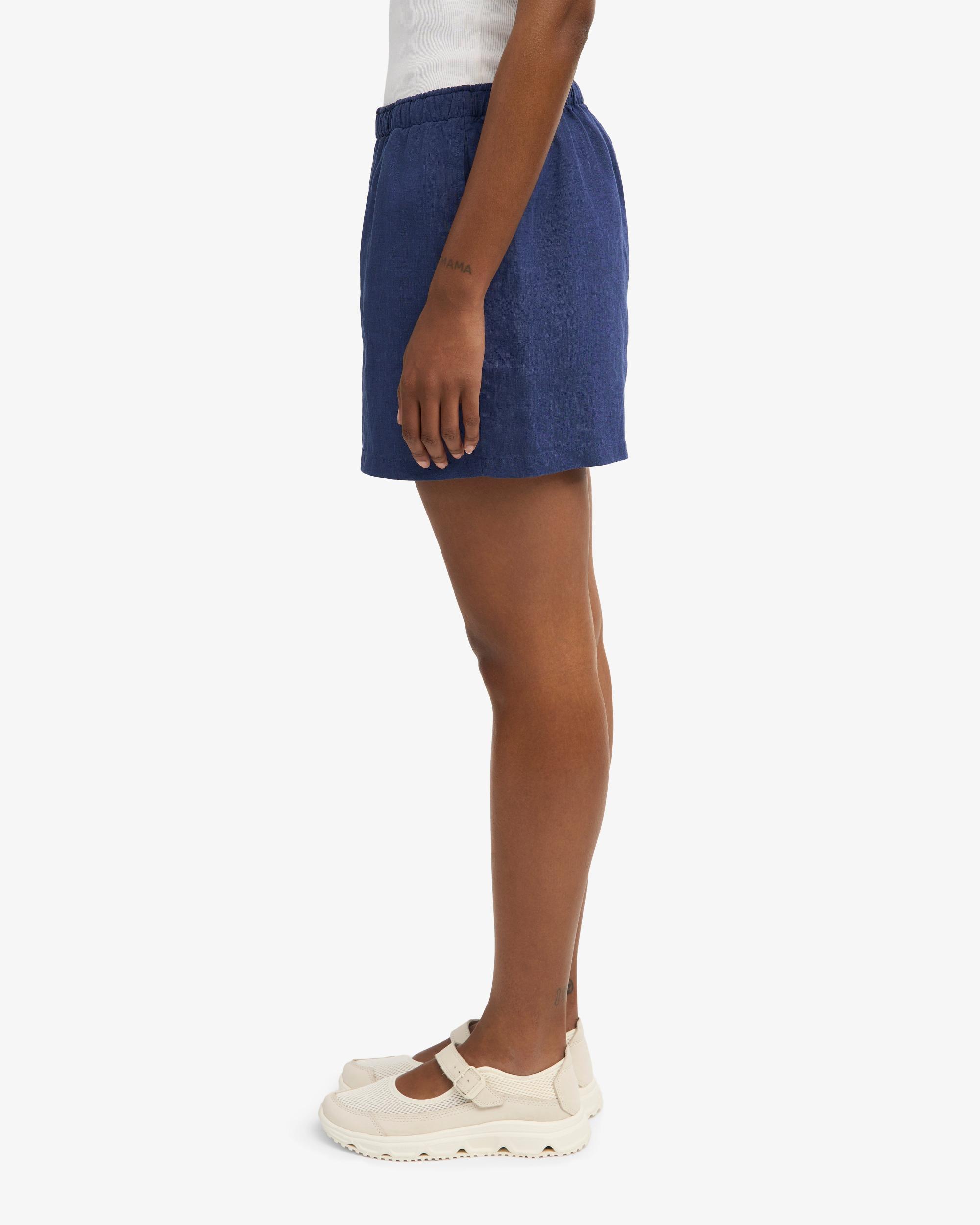 Linen Shorts - Navy Blue Product Image