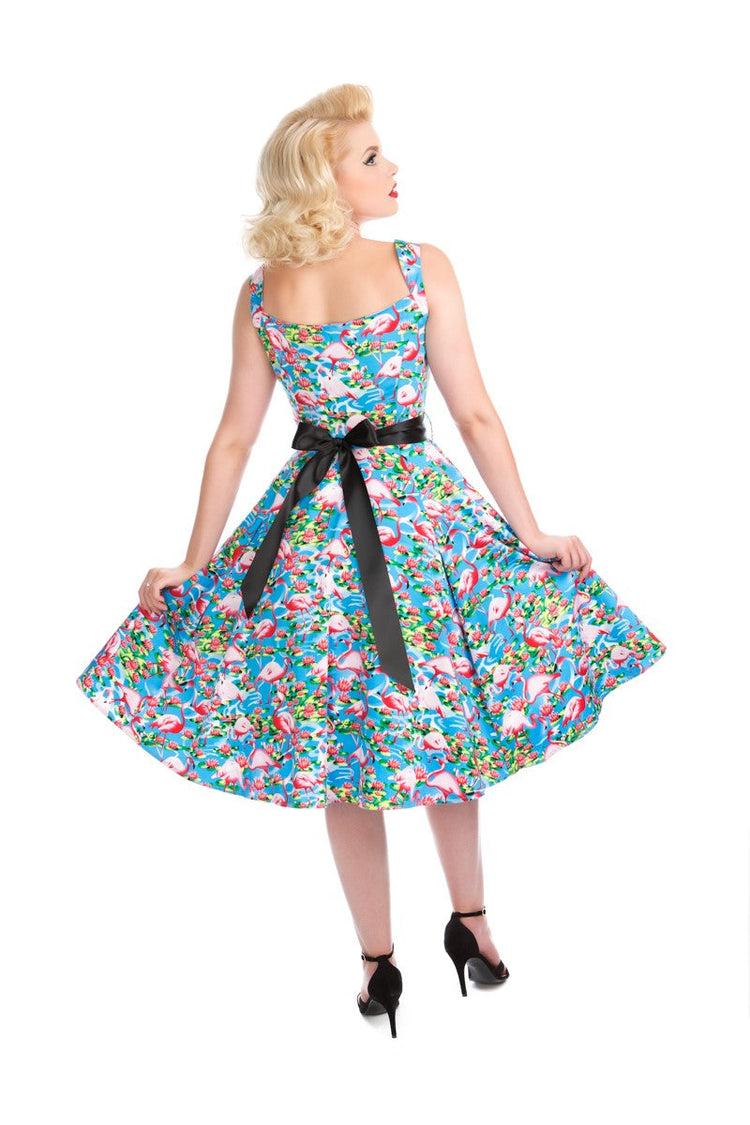 Blue Ocean & Pink Flamingo Swing Dress Product Image