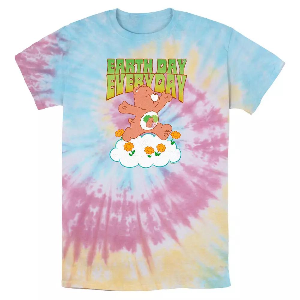 Men's Care Bears Earth Day Everyday Tie Dye Graphic Tee, Size: Small, Blue Pink Light Yellow Product Image