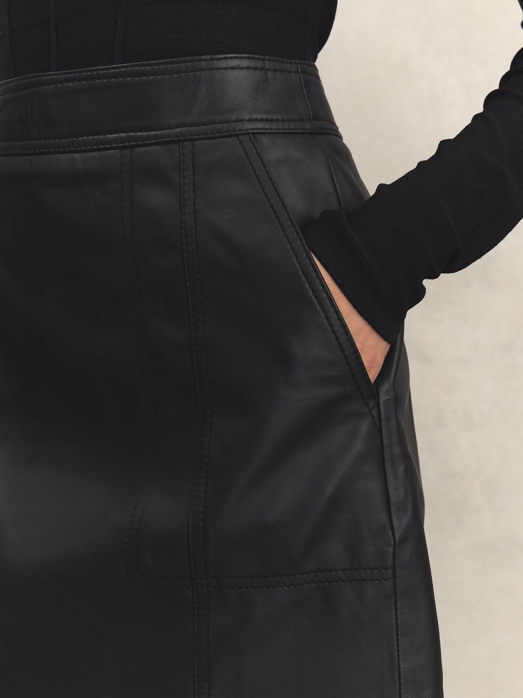 Leather High Rise Mini Skirt in Black Product Image