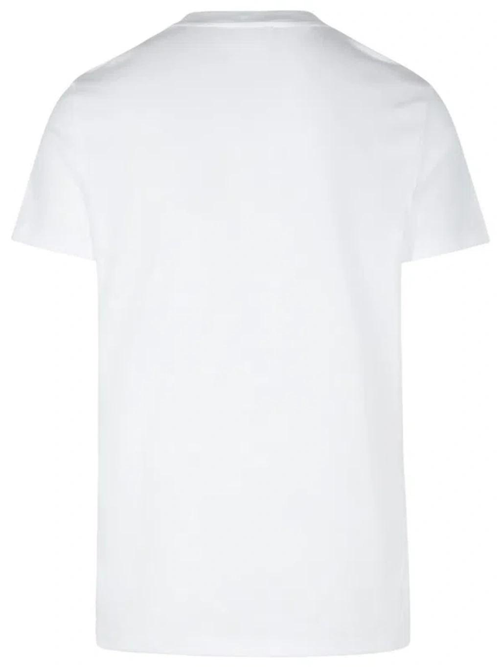 BALMAIN Flocked Logo Classic-fit T-shirt In White Product Image