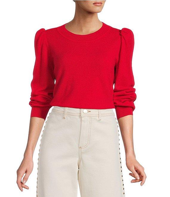 Antonio Melani Lisa Puff Sleeve Crew Neck Cashmere Sweater Product Image