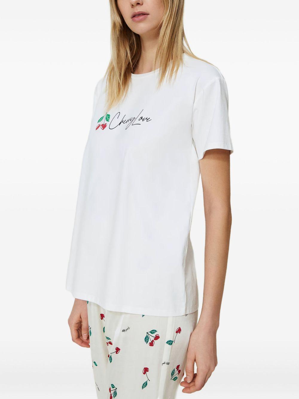 cherry-print short-sleeve T-shirt Product Image