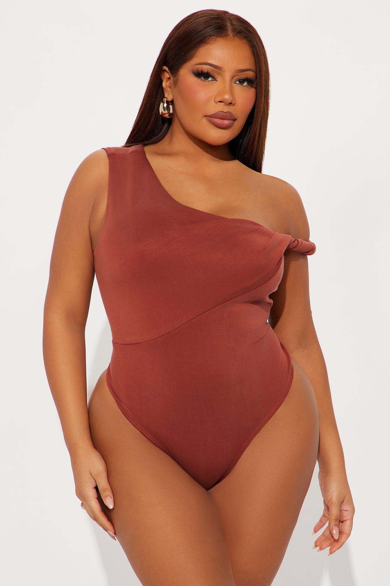 Midnight Views Twist Off Shoulder Bodysuit - Camel Female Product Image