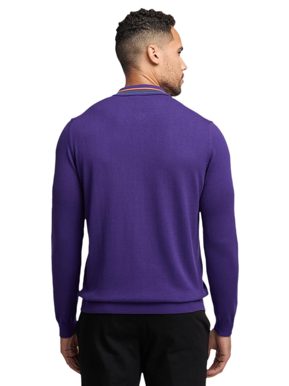 Cotton Full Zip Polo - Purple Product Image