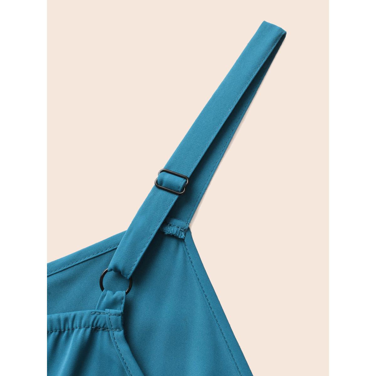 Plus Size Solid Shirred Wrap Hem Cami Dress Aegean Women Cocktail Overlapping Overlap Collar Sleeveless Curvy BloomChic 22-24/3X Product Image