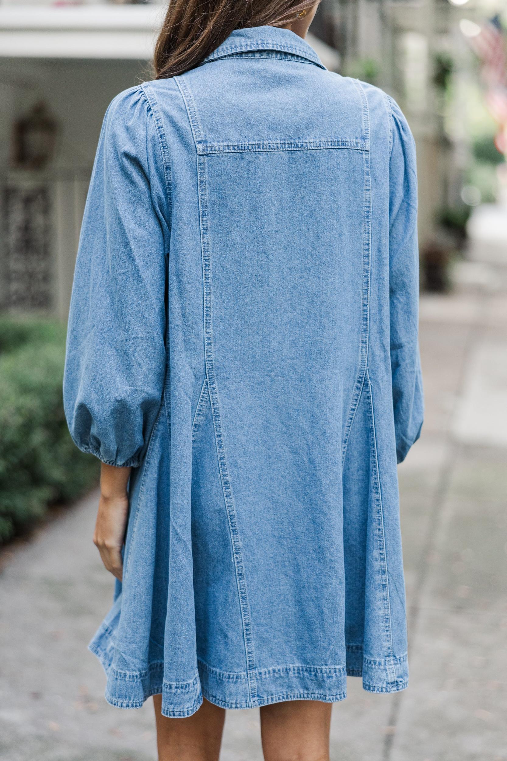 Follow Your Lead Medium Wash Denim Dress Female Product Image