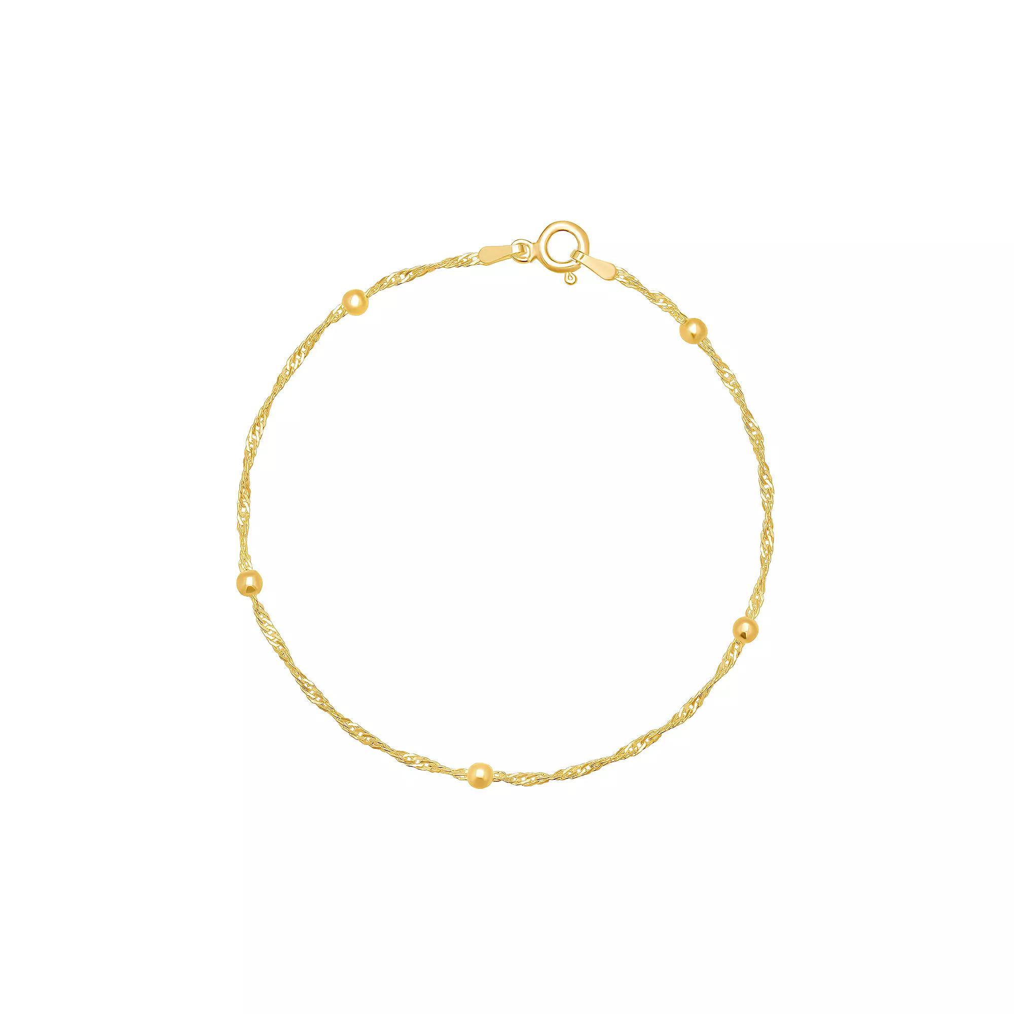 PRIMROSE 18k Gold Over Silver Beaded Chain Bracelet, Women's, Size: 7.5", Gold Over Sterling Product Image