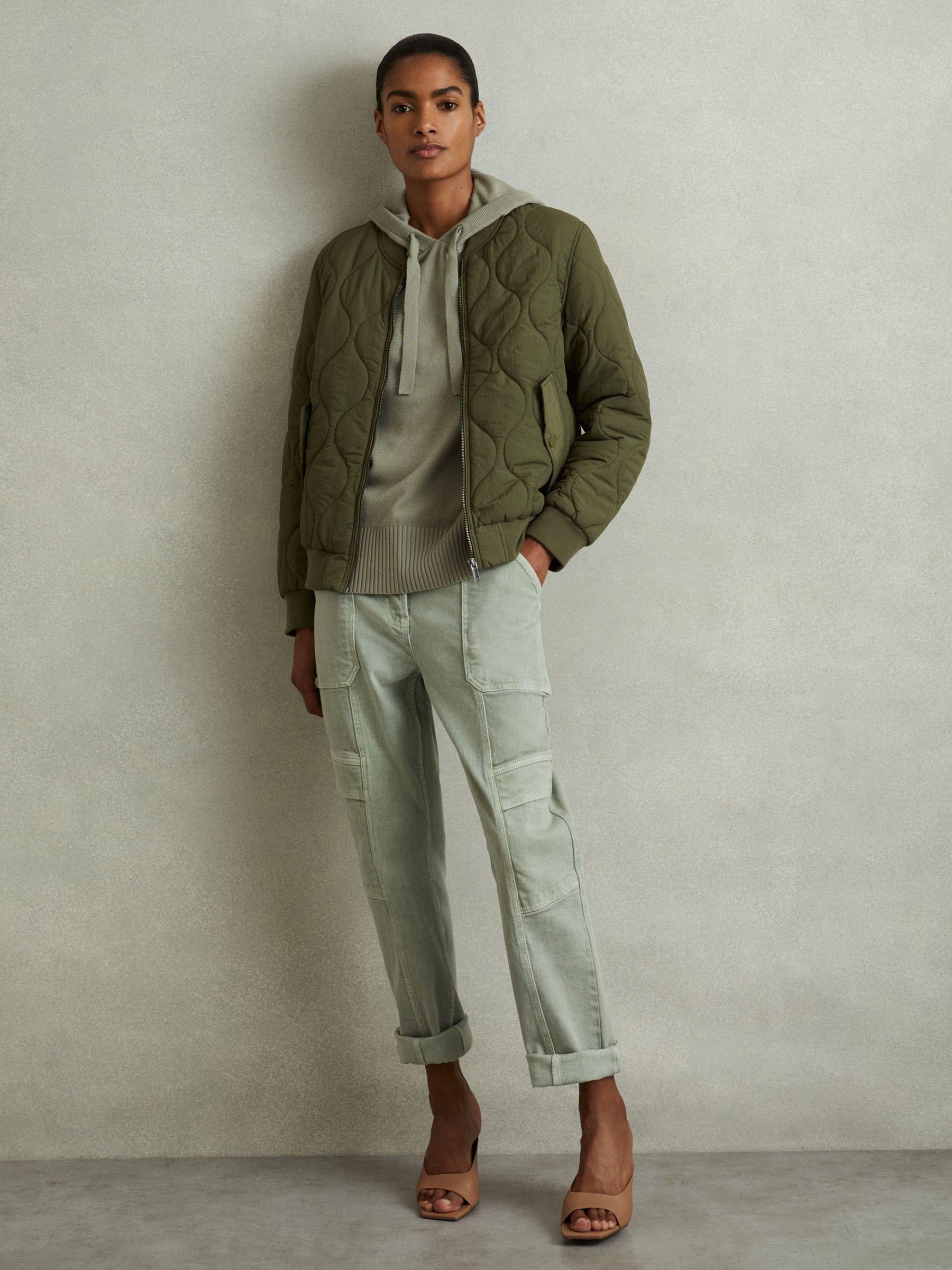 Wool Blend Drawstring Hoodie with Cashmere in Sage Product Image