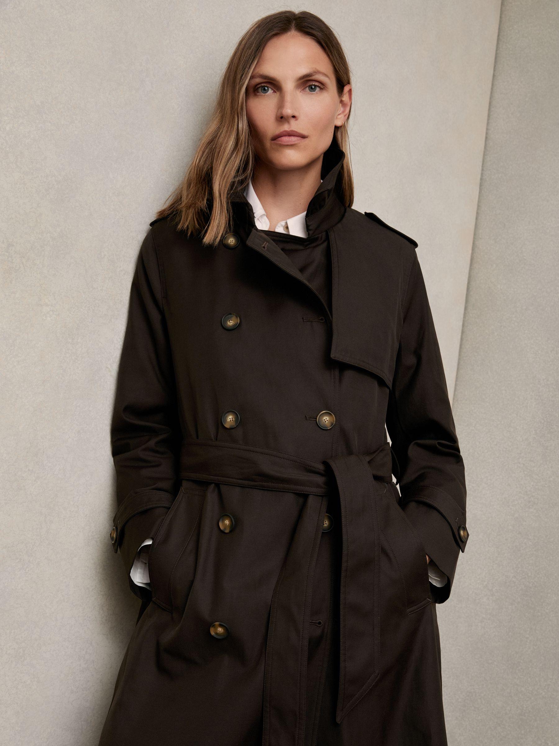 Petite Hooded Insert Trench Coat in Chocolate Brown Product Image