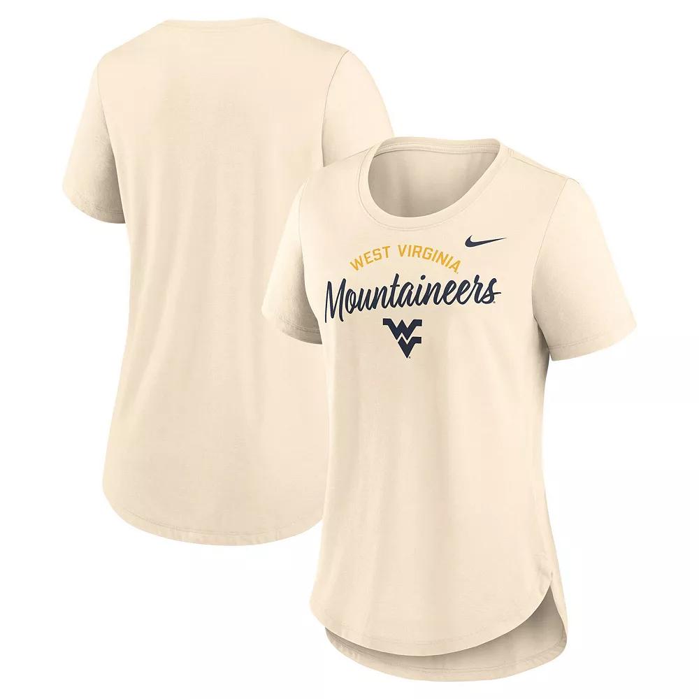 Women's Nike Cream West Virginia Mountaineers Script Logo Tri-Blend T-Shirt,  Product Image