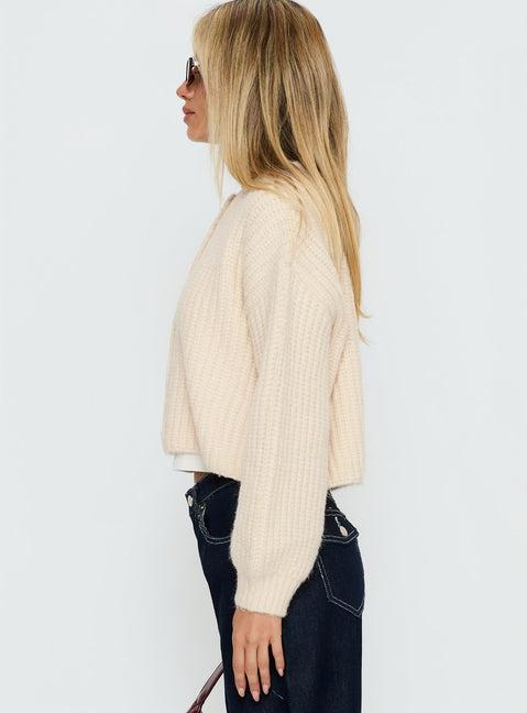 Hadly Knit Cardigan Cream Product Image