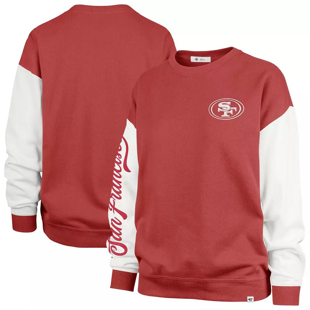Women's '47 Scarlet San Francisco 49ers Double Header Rise Andie Pullover Sweatshirt,  Product Image