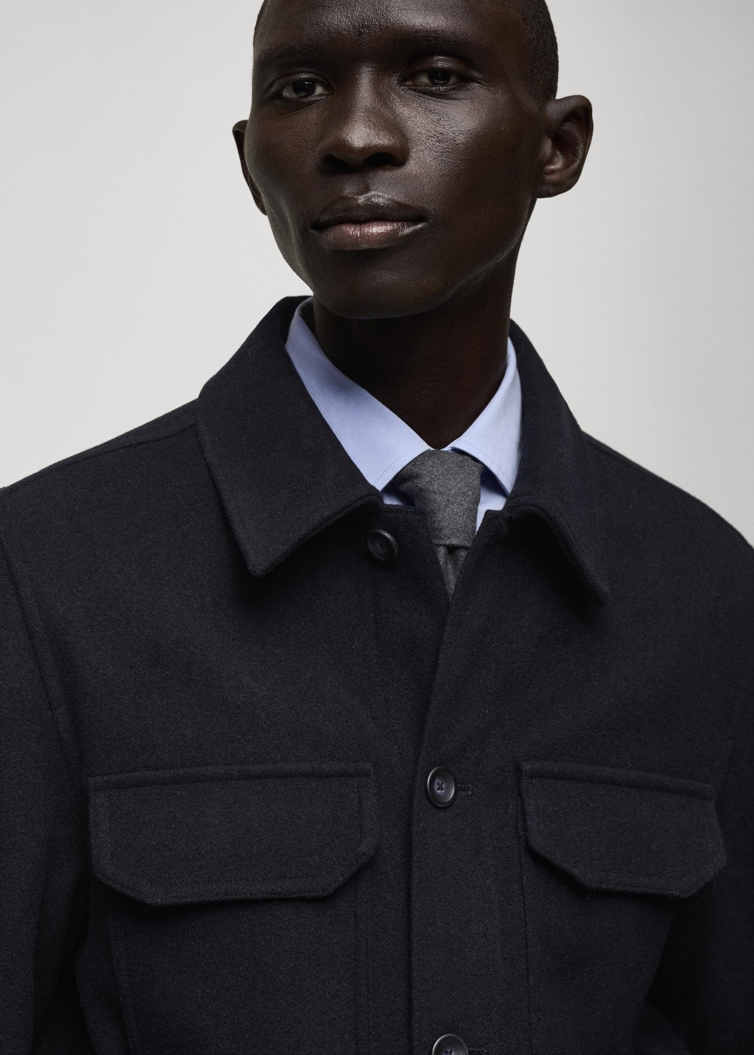 Flannel wool-blend overshirt - Men | MANGO USA Product Image