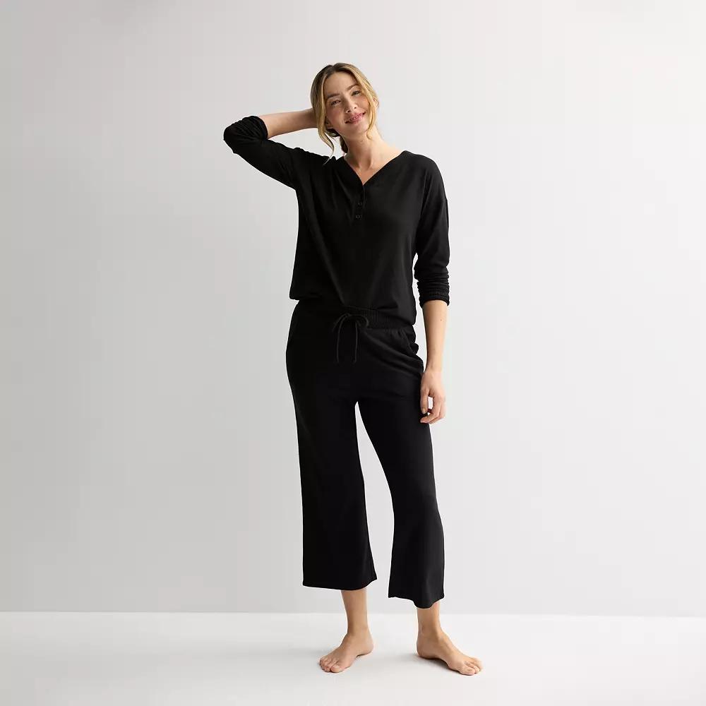 Women's Sonoma Goods For Life® Knit Open-Hem Pajama Pants, Size: XS, Pitch Black Product Image