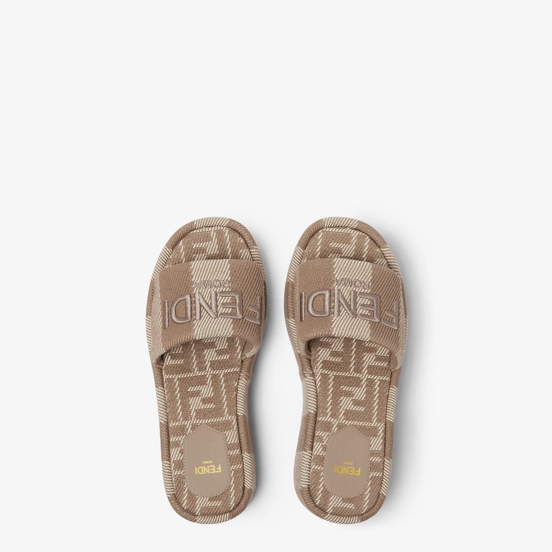 Fendi SunshineDove gray denim-effect jacquard flatform slides Product Image