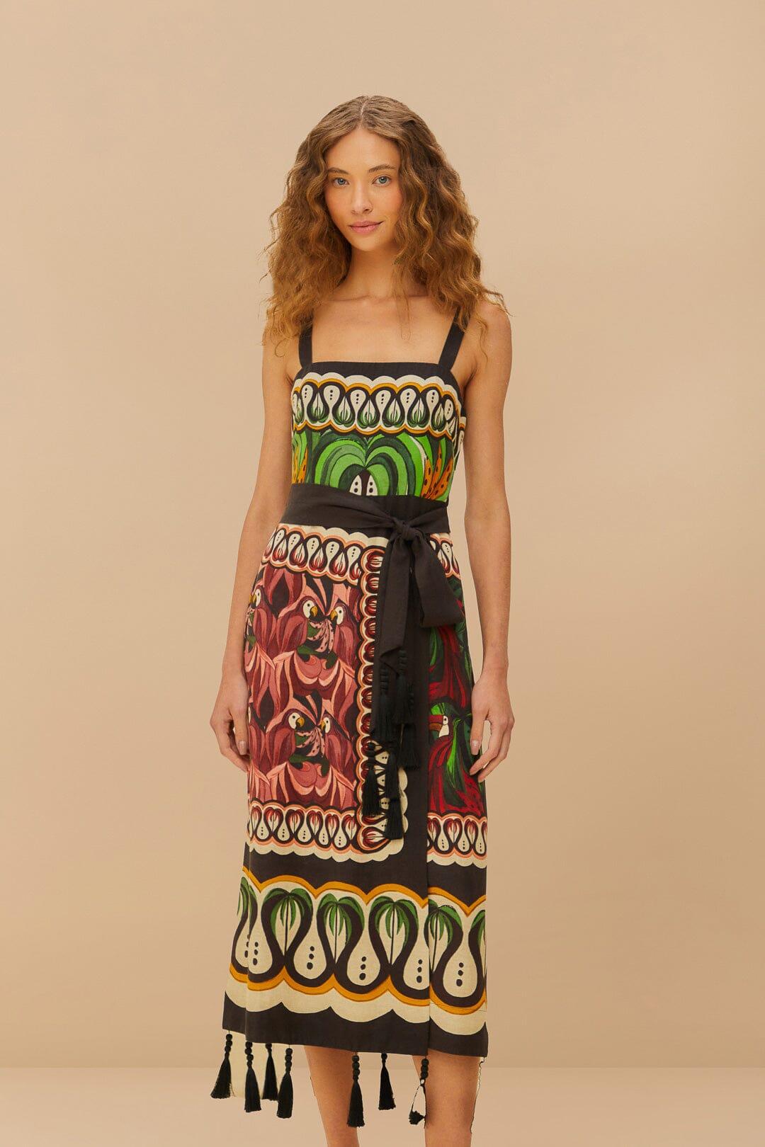 Off-White Coconut Tree Flow LENZING™ ECOVERO™ Euroflax™ Dress Product Image