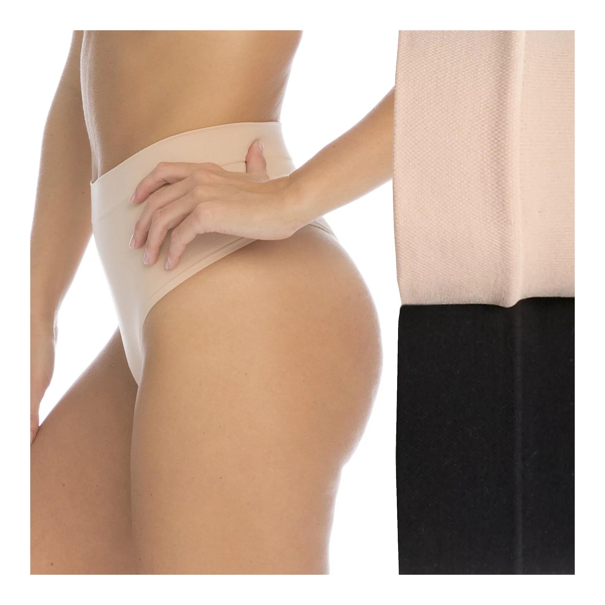 RED HOT by SPANX® Women's Firm Control Shapewear All-Around Smoothers Shaping Thong 2-Pack 10171R, Size: Medium, Nude And Black Product Image