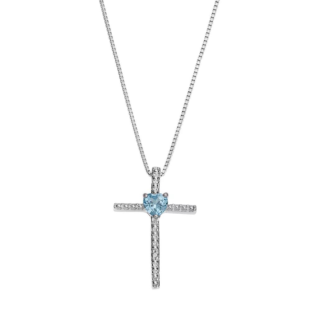 Gemminded Sterling Silver Lab-Created Pink Sapphire Cross Pendant Necklace, Women's,  Product Image