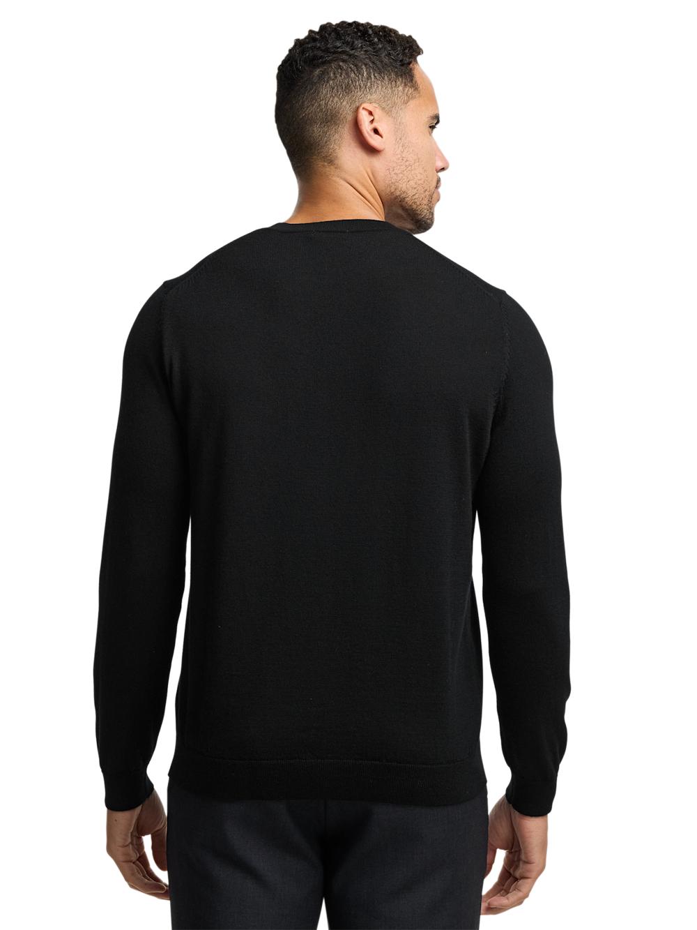 Merino Wool V-neck Sweater - Black Product Image