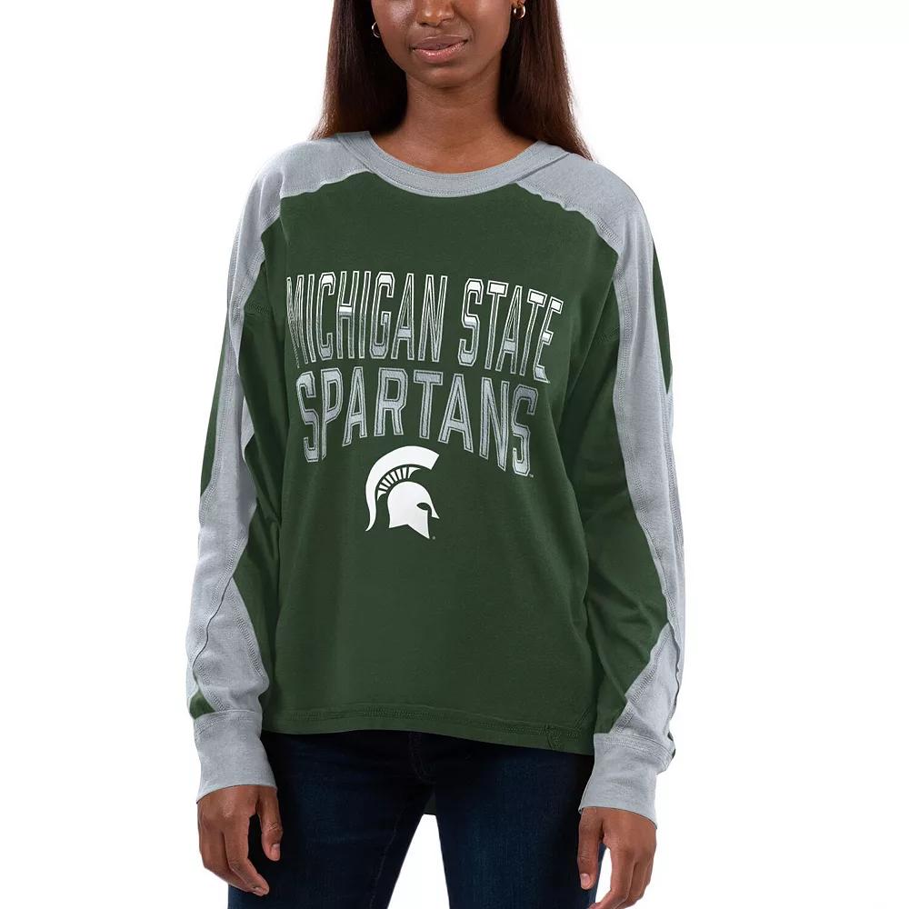 Women's G-III 4Her by Carl Banks Green/Gray Michigan State Spartans Smash Oversized Long Sleeve T-Shirt, Size: Small Product Image