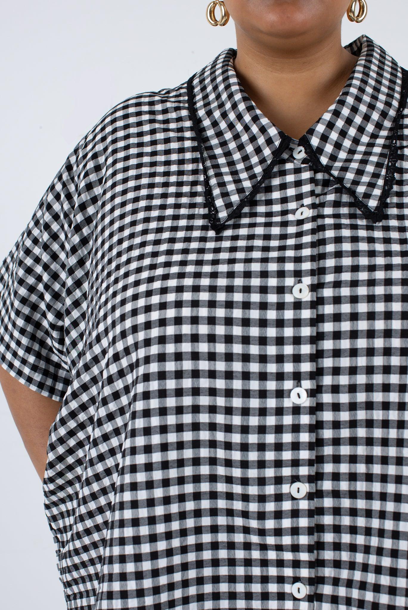 Tilda Top - Black Check Product Image