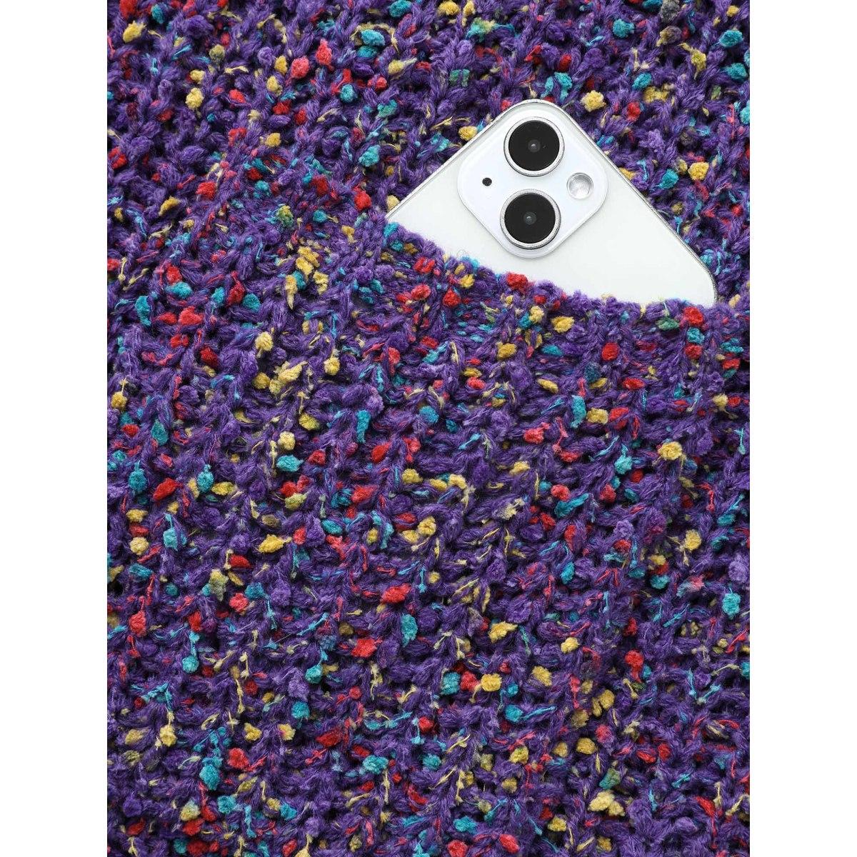 Plus Size Heather Patched Pocket Drop Shoulder Cardigan Deeppurple Women Casual Loose Long Sleeve Everyday Cardigans BloomChic 22-24/3X Product Image