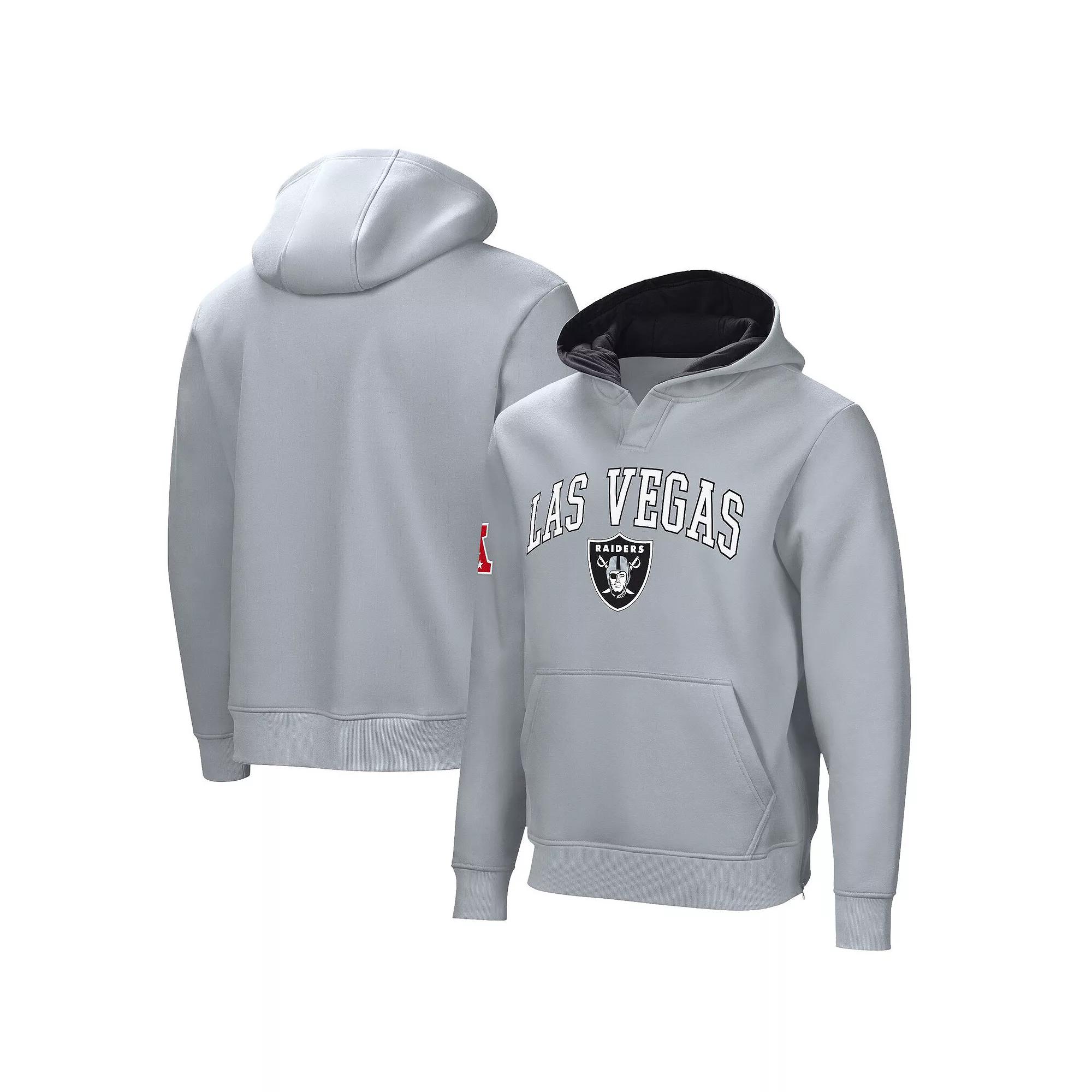 Men's Silver Las Vegas Raiders Linebacker Adaptive Pullover Hoodie,  Product Image