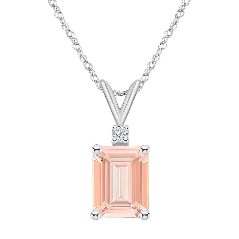 Celebration Gems 14k White Gold Gemstone & Diamond Accent Pendant Necklace, Women's, Size: 18", Morganite Product Image