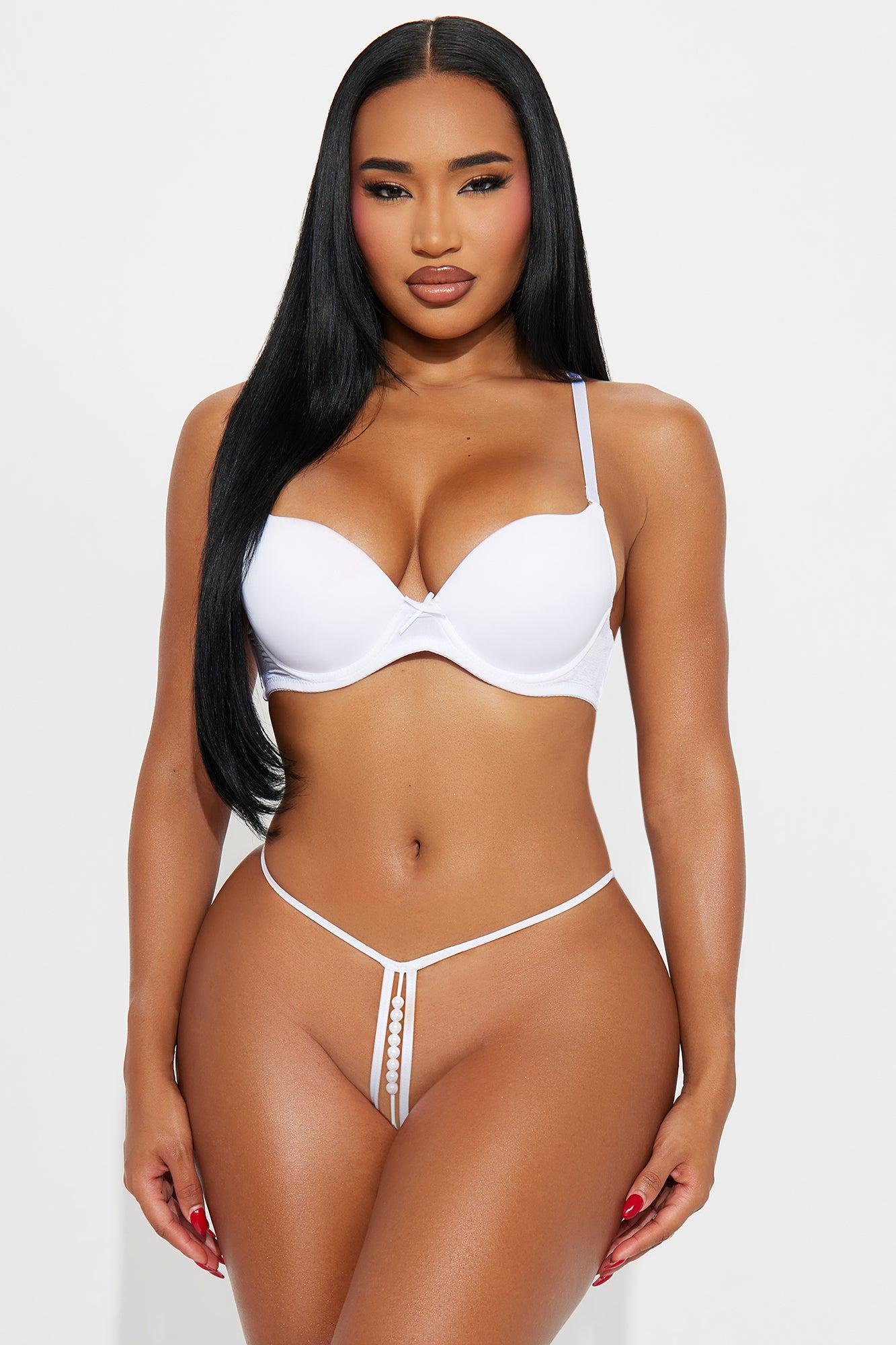 Jenna Pearl Butterfly Crotchless GString Thong Panty - White Product Image