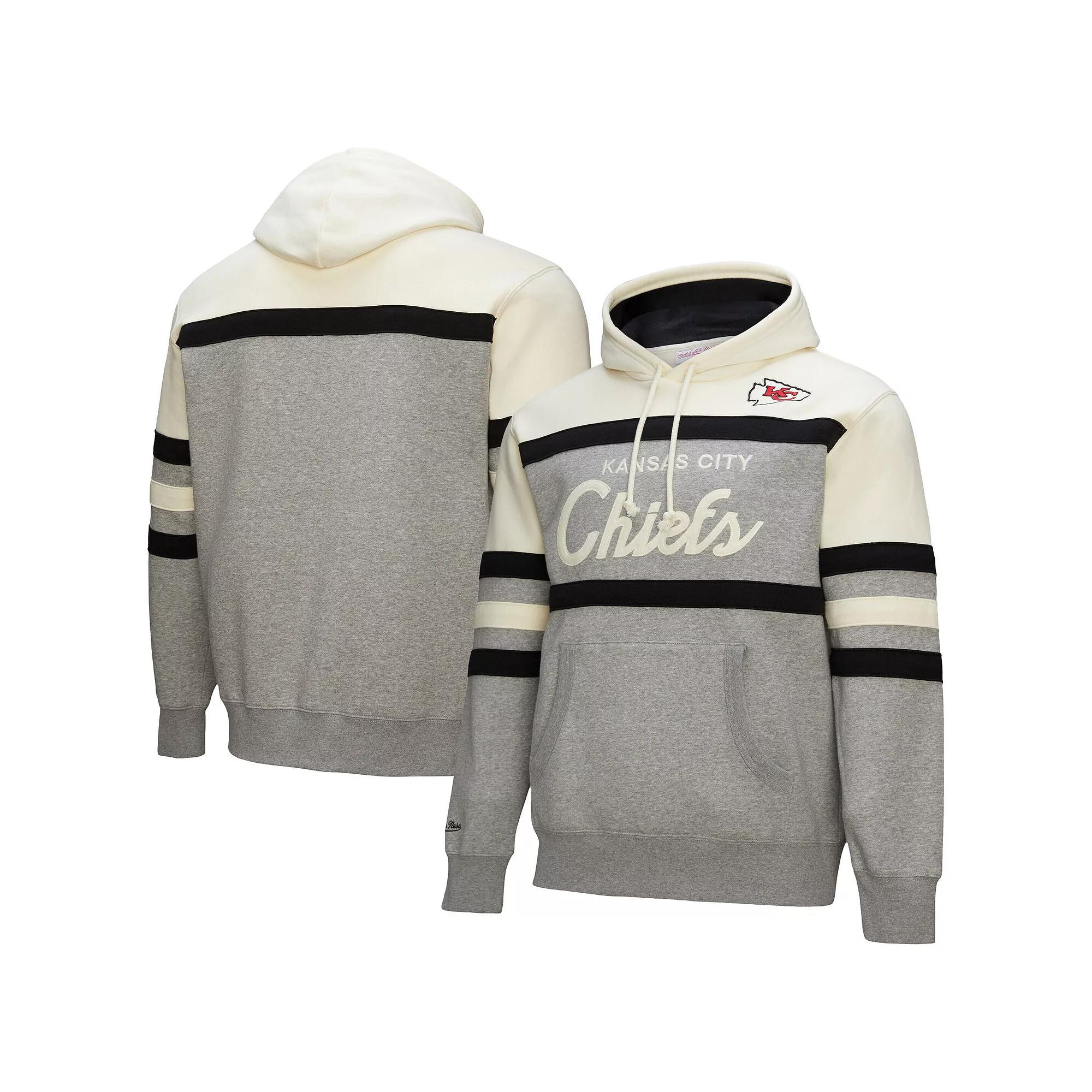 Men's Mitchell & Ness  Heather Gray Kansas City Chiefs Head Coach Vintage Logo Pullover Hoodie, Size: Large, Grey Product Image