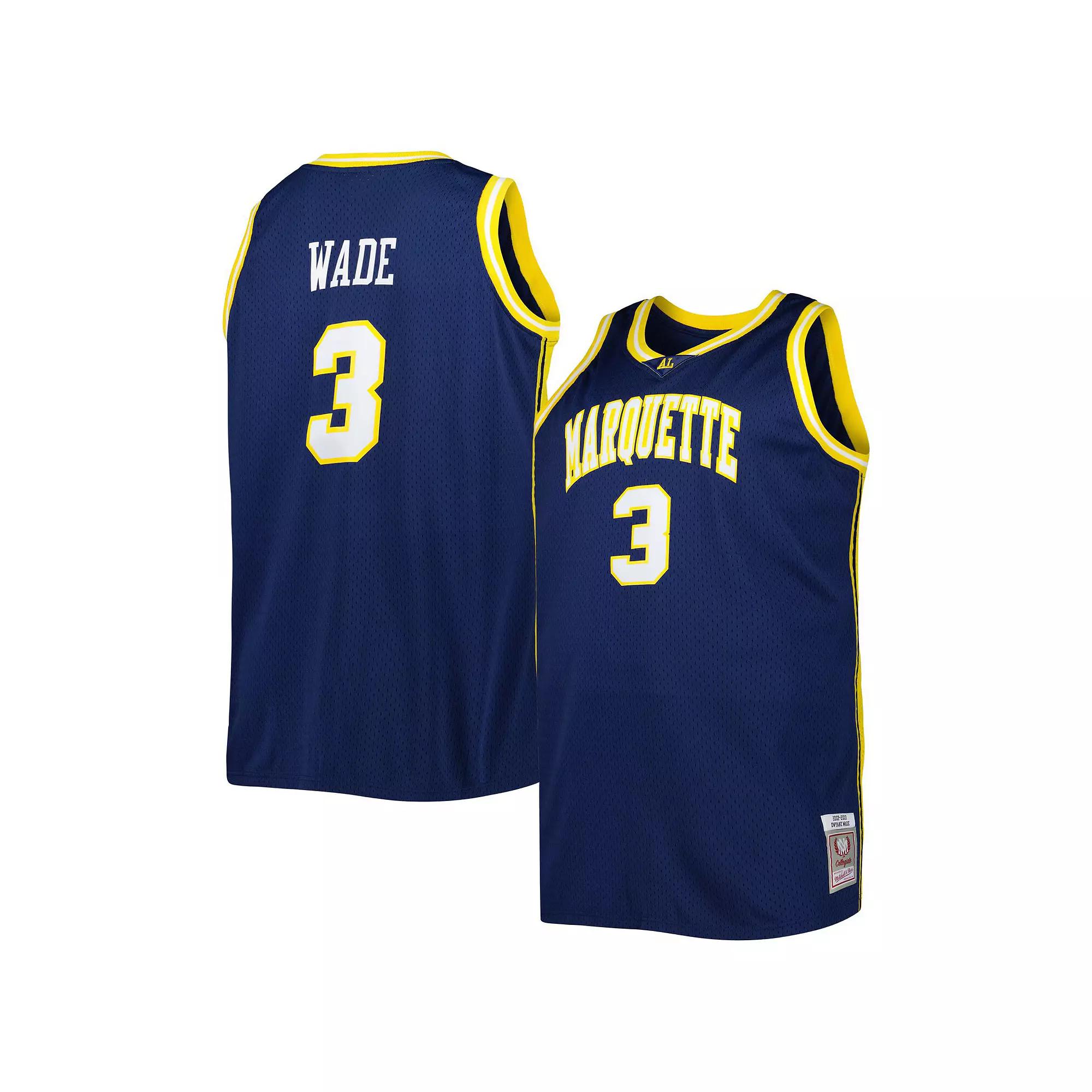 Men's 2002/03 Mitchell & Ness Dwyane Wade Navy Marquette Golden Eagles Big & Tall Swingman Jersey, Size: 5XB, Mrq Blue Product Image
