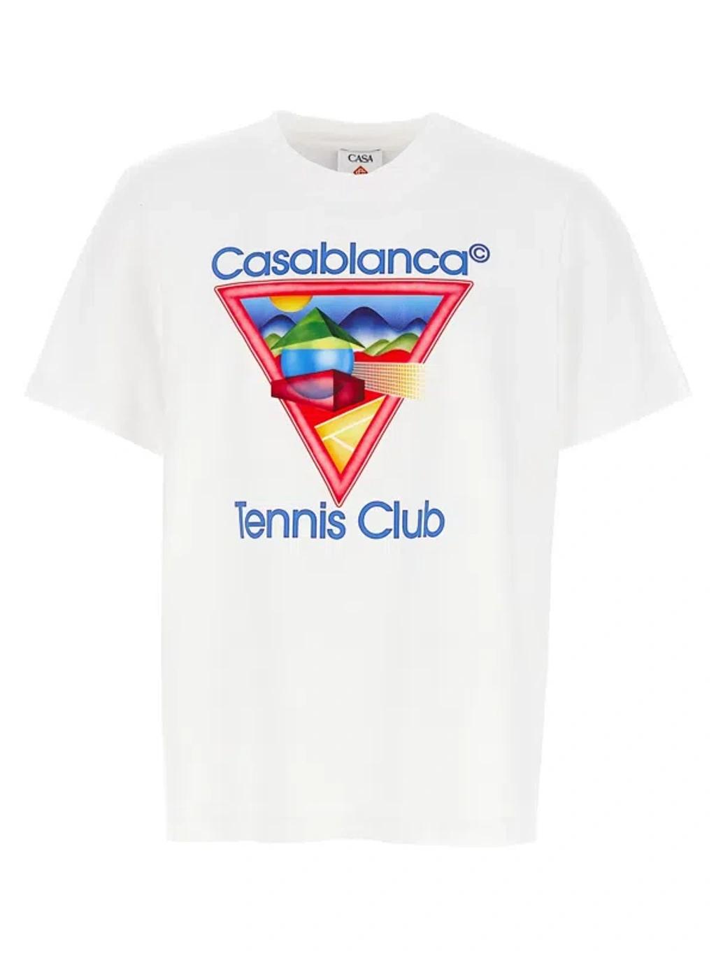 CASABLANCA Cotton Crew Neck T-shirt With Graphic Print In White Product Image