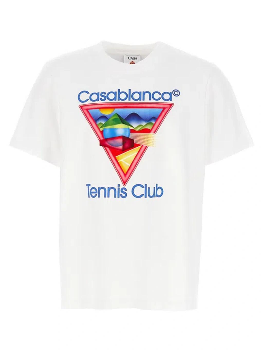 CASABLANCA Cotton Crew Neck T-shirt With Graphic Print In White Product Image