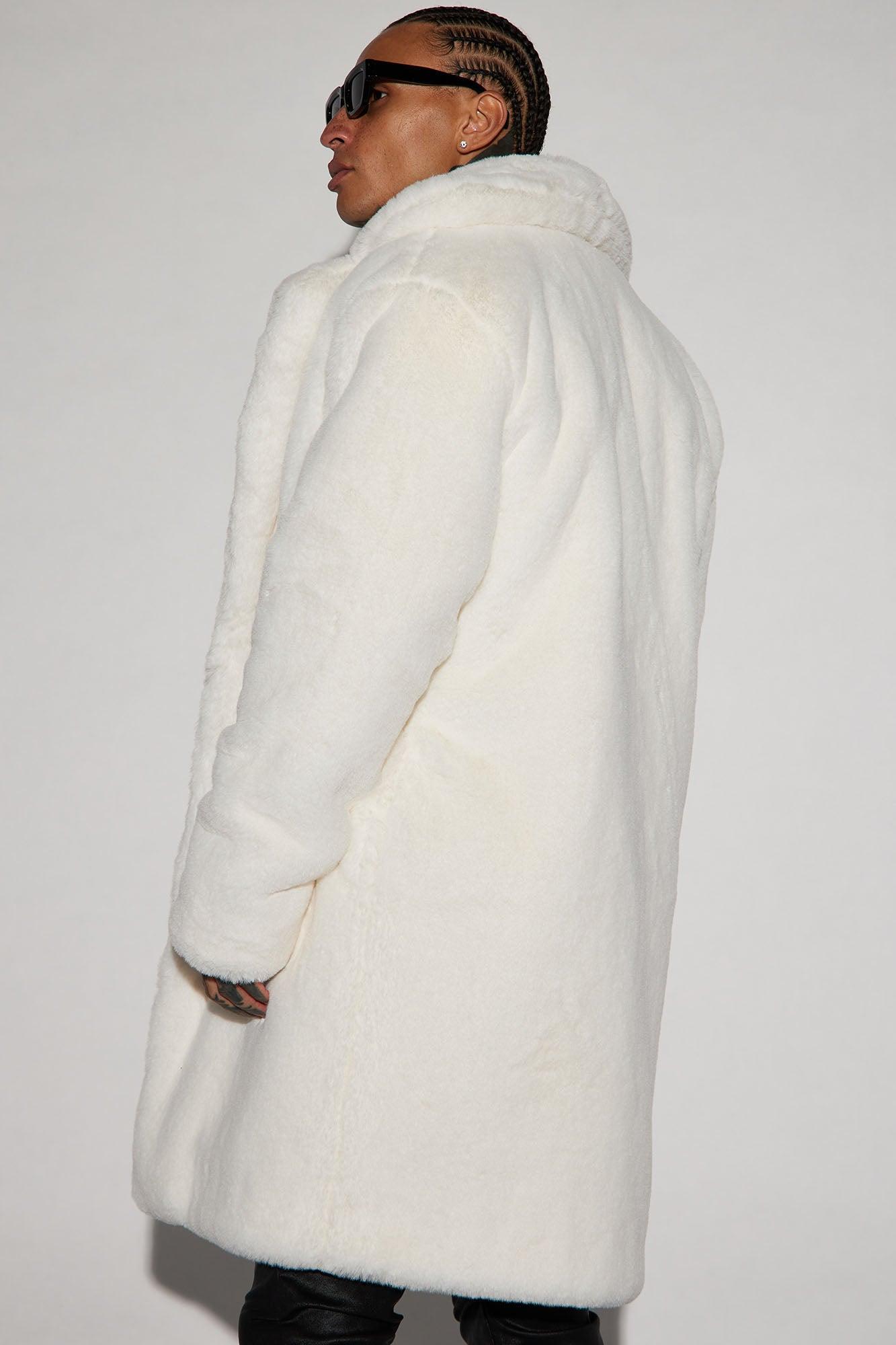 Caputo Faux Mink Fur Long Coat - Cream Product Image