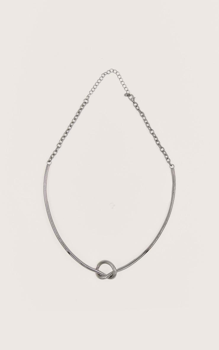 Silver Smooth Structured Knot Necklace Product Image