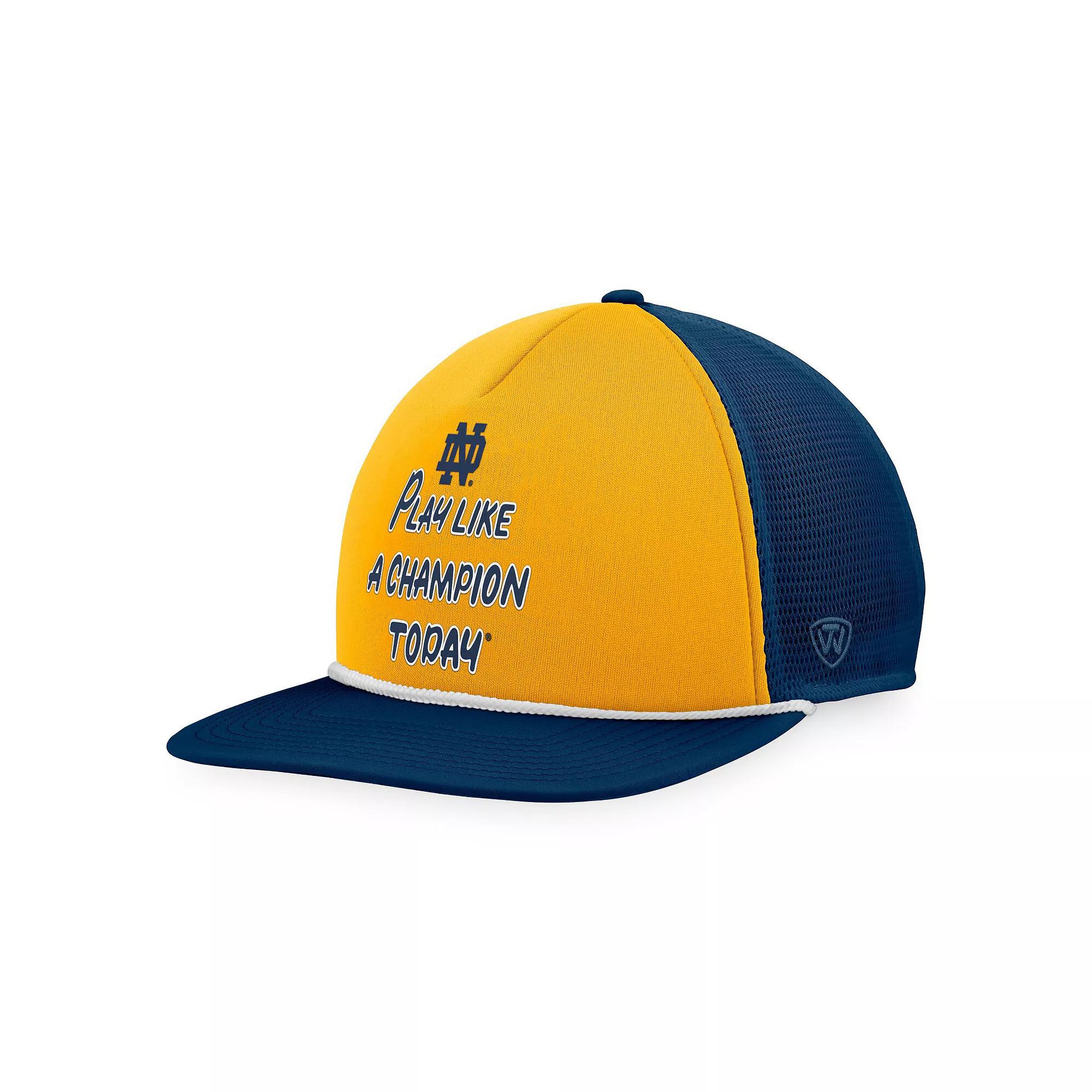 Men's Top of the World Navy/Gold Notre Dame Fighting Irish Play Like A Champion Today Foam Trucker Adjustable Hat, Blue Product Image