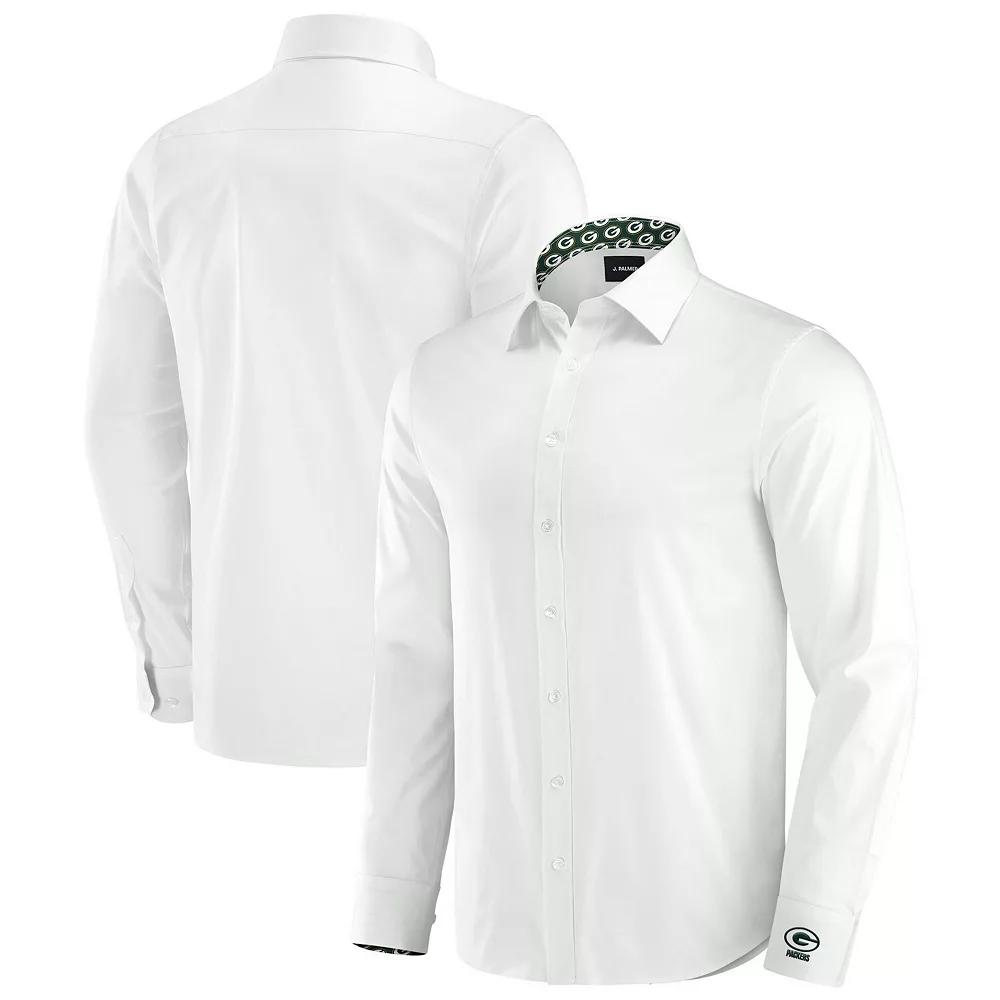 Men's J. Palmer White Green Bay Packers Man-In-Motion Long Sleeve Button-Up Dress Shirt,  Product Image