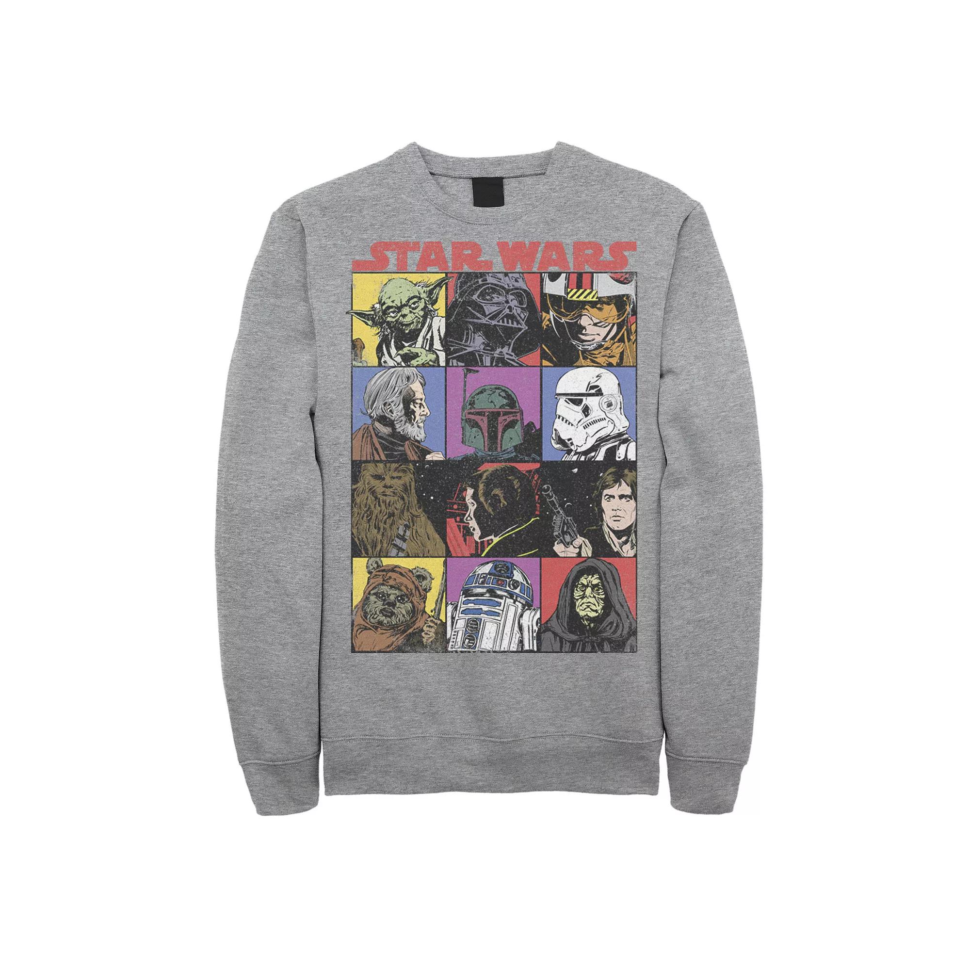 Mens Star Wars Comic Strip Cartoon Group Sweatshirt Athletic Grey Product Image