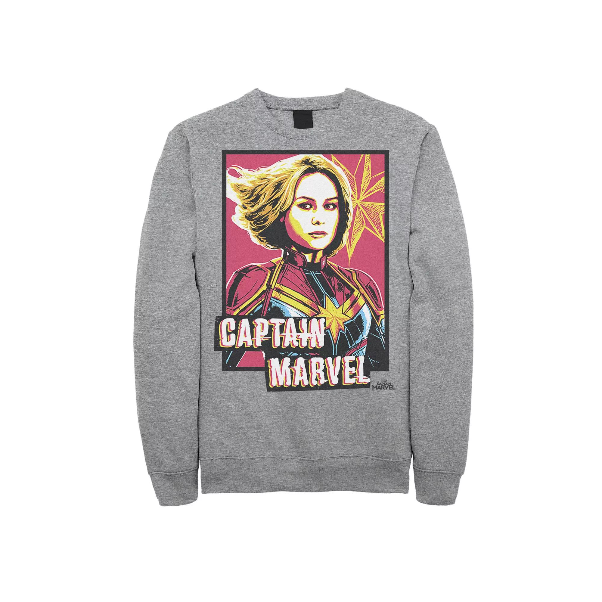 Men's Marvel Captain Marvel Saturated Portrait Poster Graphic Fleece Pullover,  Product Image