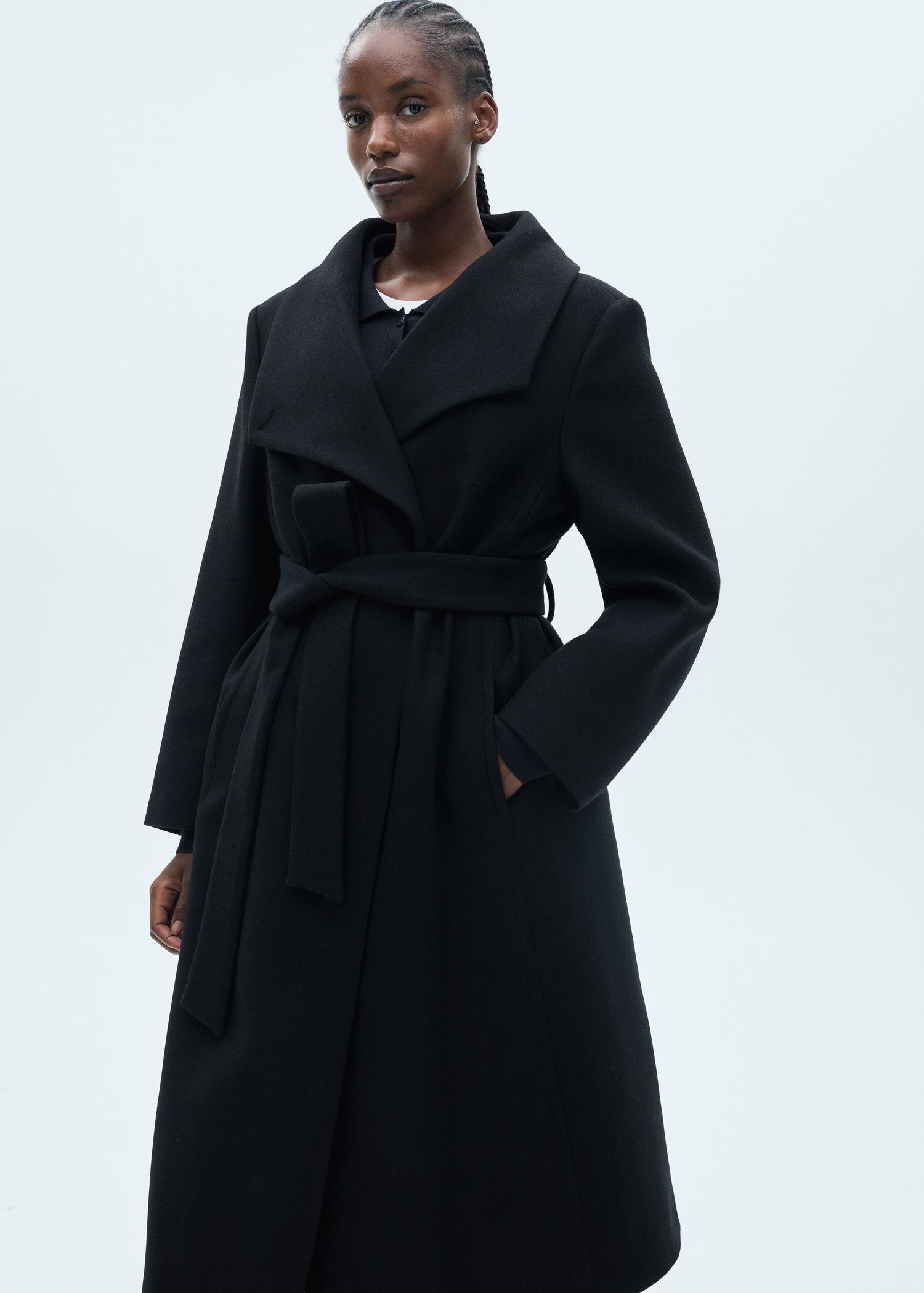 Woollen coat with belt - Women | MANGO USA Product Image