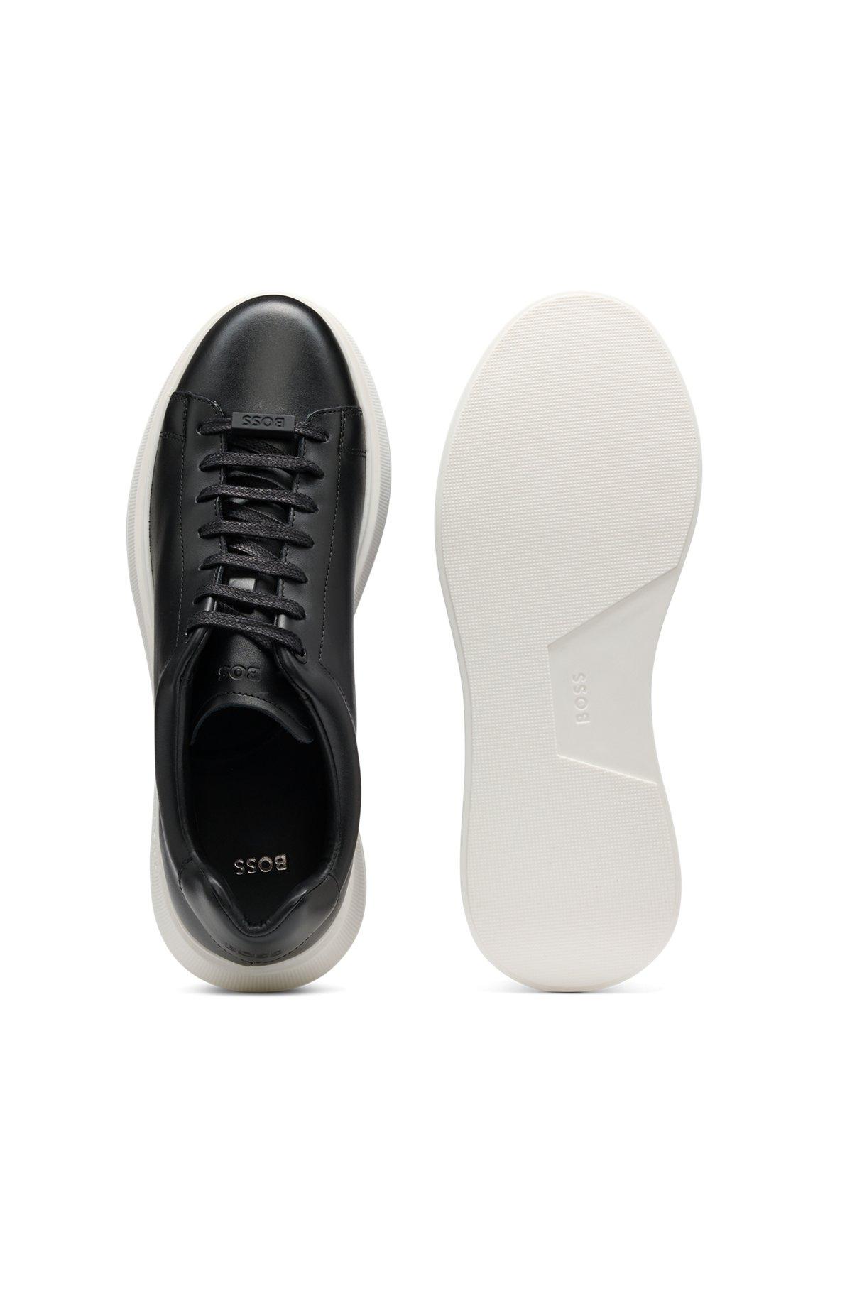 BOSS - Leather trainers with rubber outsole - Black Product Image