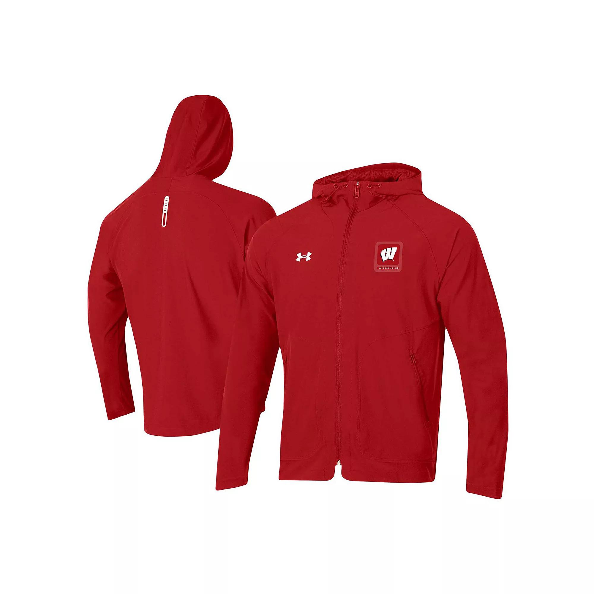 Men's Under Armour Red Wisconsin Badgers Unstoppable Raglan Full-Zip Jacket, Size: Medium Product Image