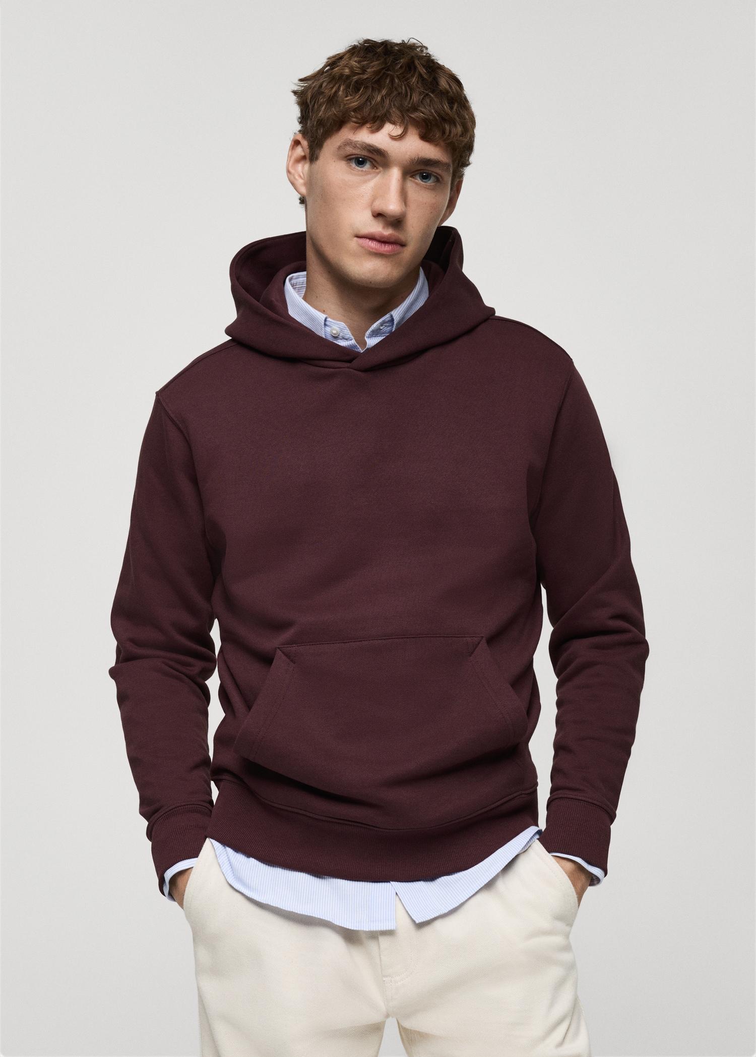 Hoodie cotton sweatshirt - Men | MANGO USA Product Image