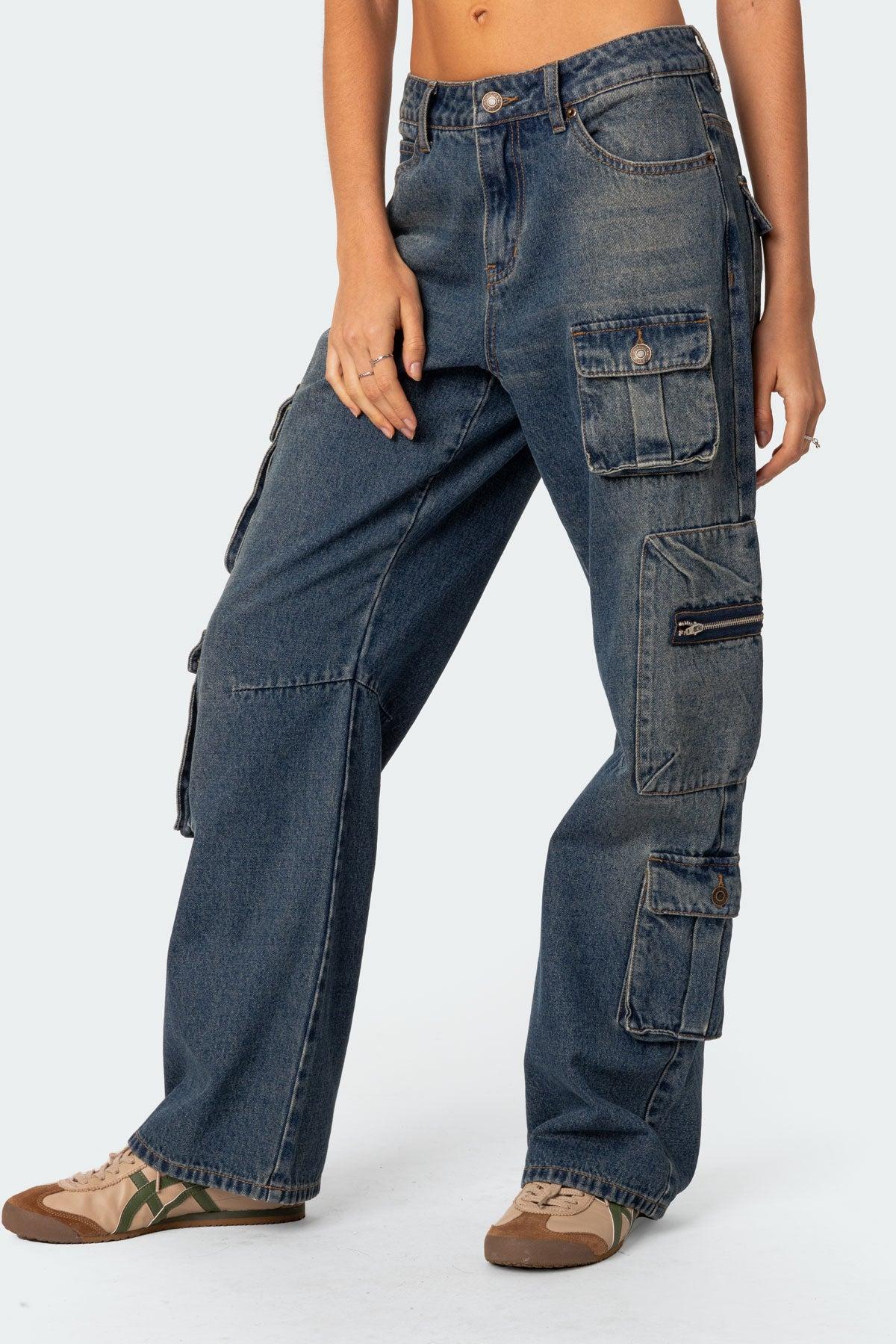 Adana Low Rise Baggy Cargo Jeans Product Image