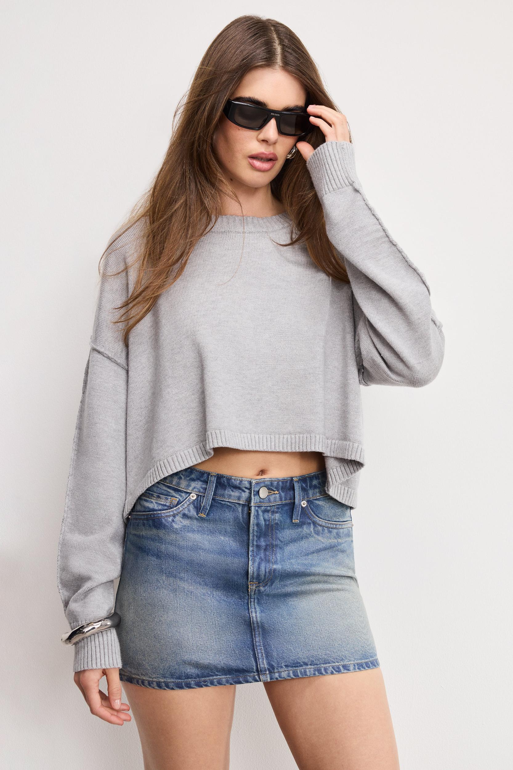 COZY KNIT CREW NECK | MELANGE GREY Product Image