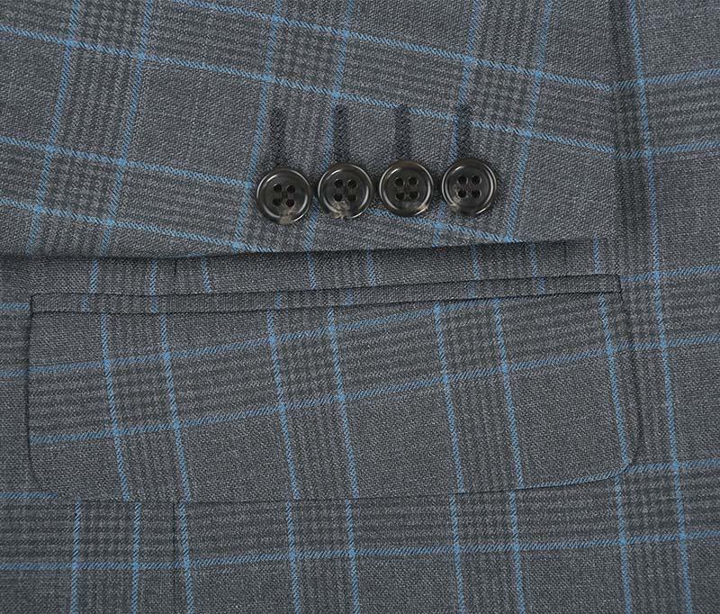 Lozano Collection - Men's 2 Piece Regular Fit Gray Windowpane Suit Male Product Image